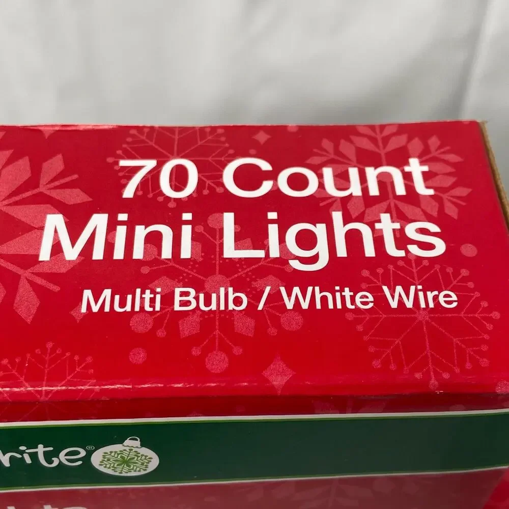 NEW 350 COUNT HOLIDAY CHRISTMAS MINI LIGHTS WHITE WIRE 70 COLORED BULBS PER BOX
